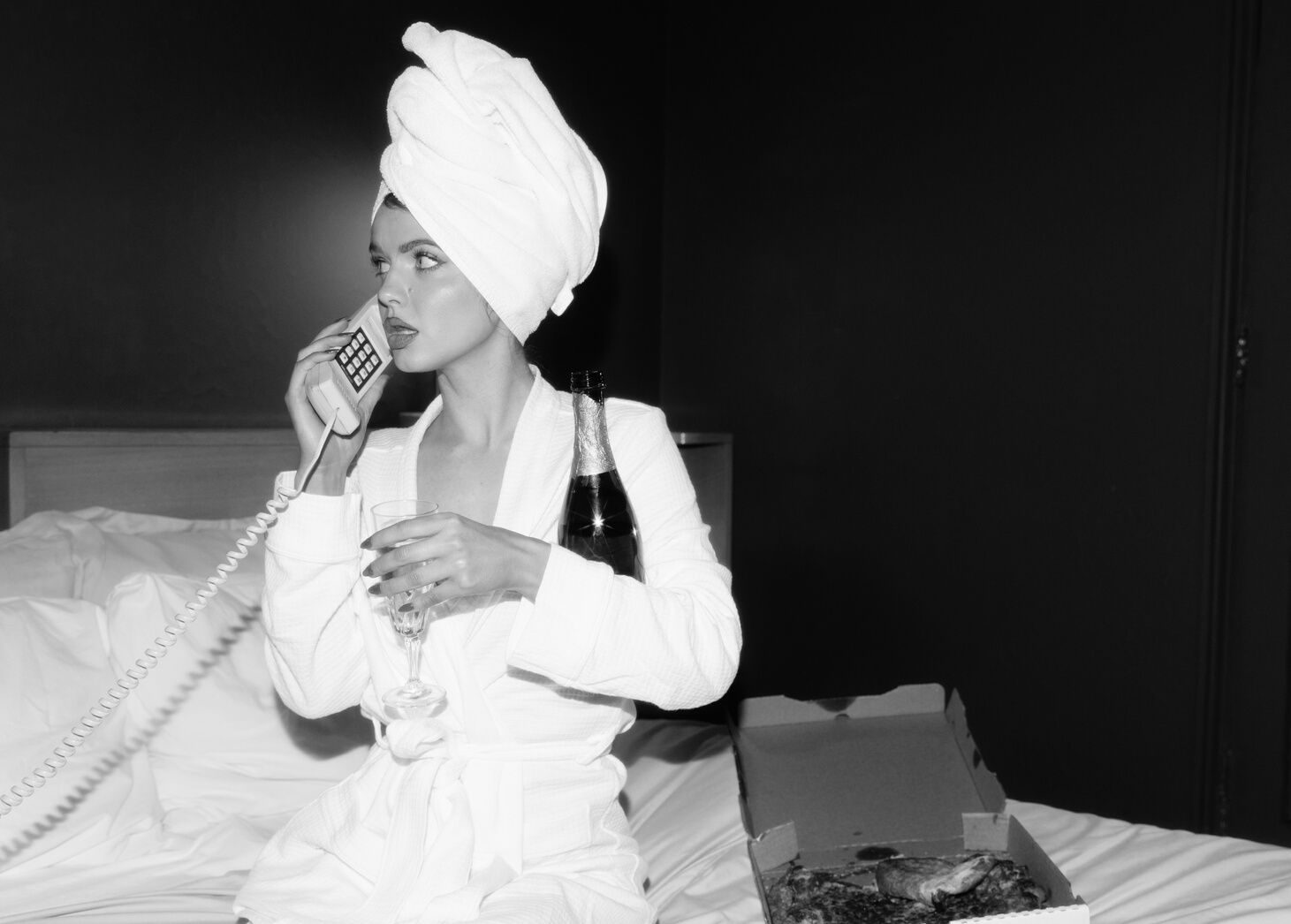 Hotel Influencer Wearing a Bathrobe 