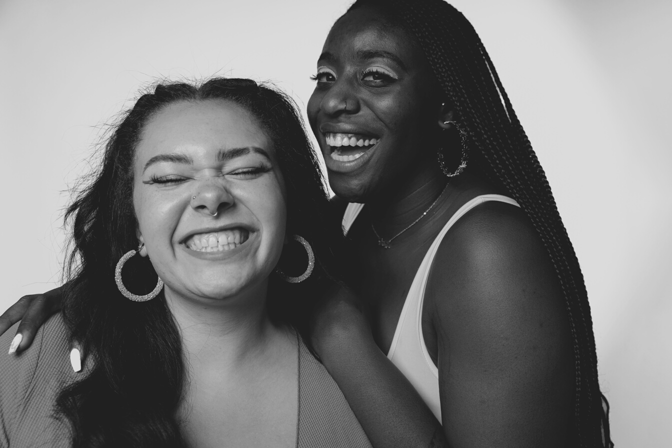 Two Happy Diverse Women in Colorful Makeup